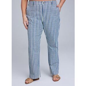 Belle Isle Torrid Blue Stripe Straight Leg Trouser Jeans Plus 26R Nautical New